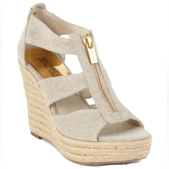 Michael Kors Shoes - Michael Kors Linen Damita Wedge Beige Size 8
